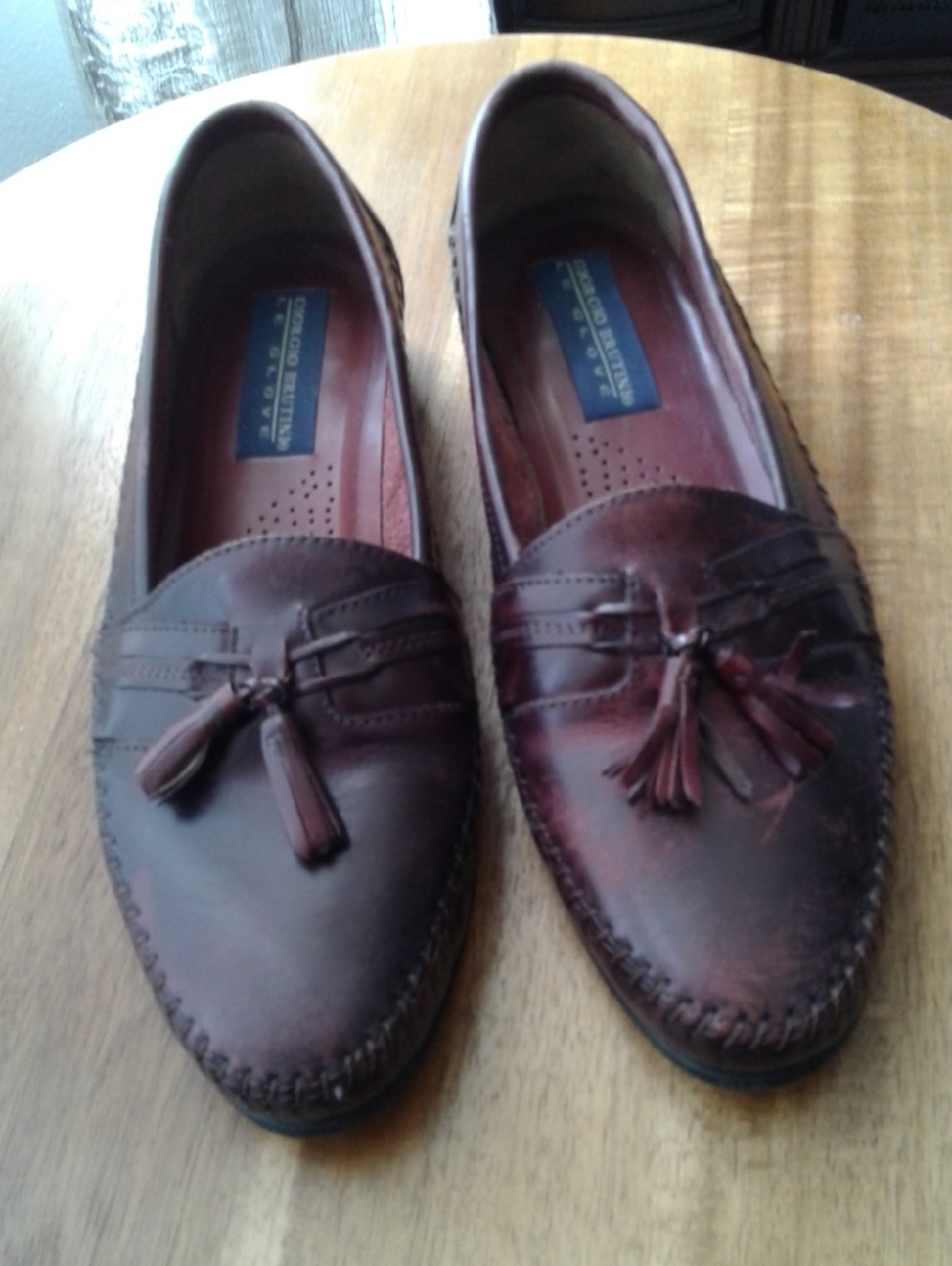 Giorgio Brutini Men's Burgundy Tassel Slip-On Loafers